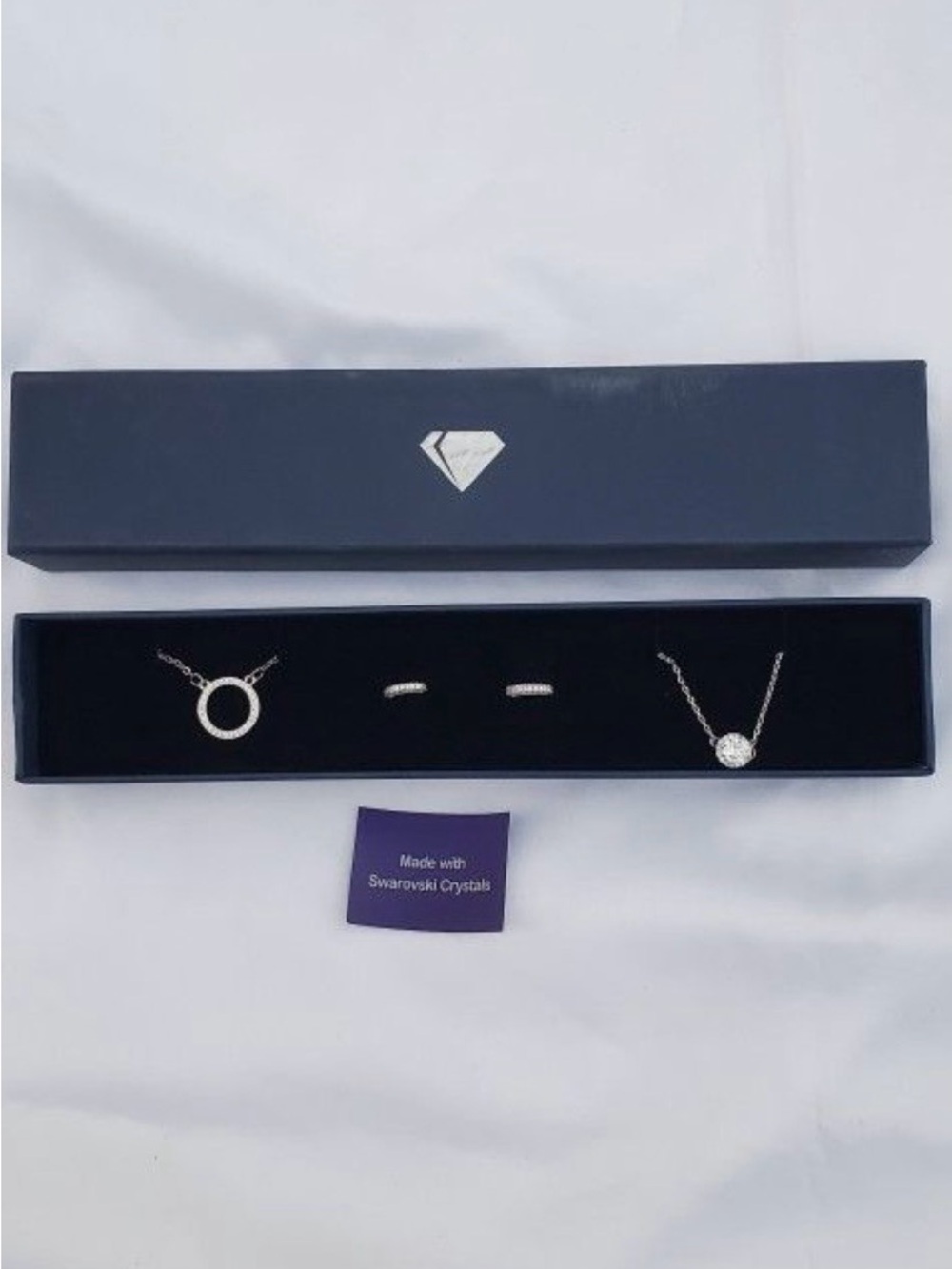 Swarovski Silver Crystal Pendant & Circle Necklace Set